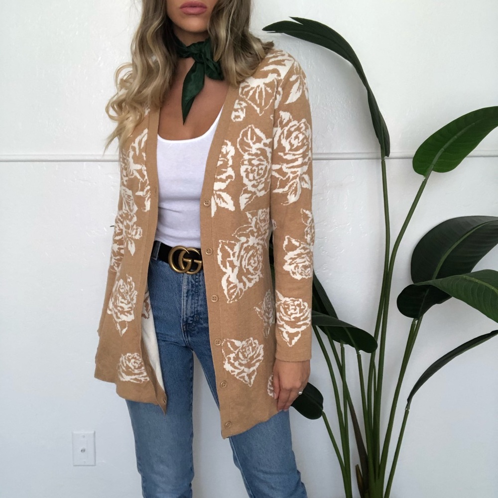 {Isaac Misrahi} rose print cardigan